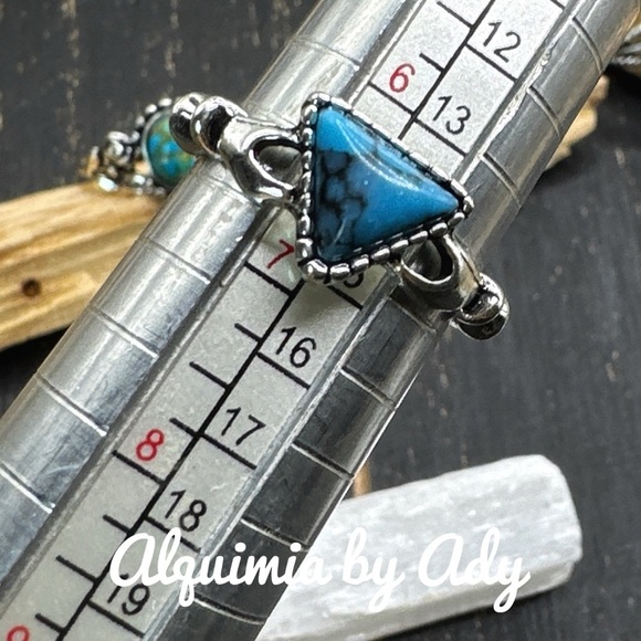 Alquimia Blue and Silver Triangular Stone Ring sleeping beauty turquoise - Picture 2 of 2